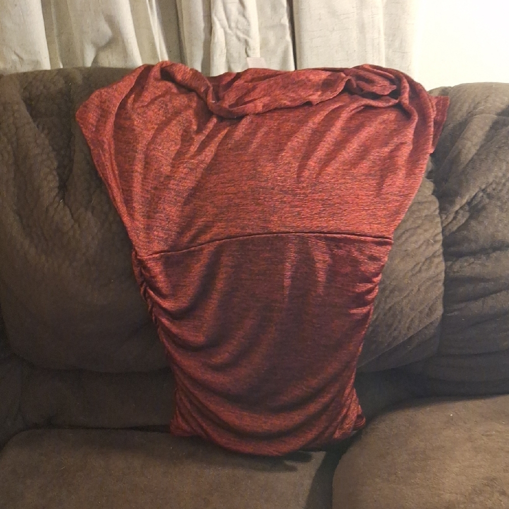 Elegant Red Ruched Women's Blouse